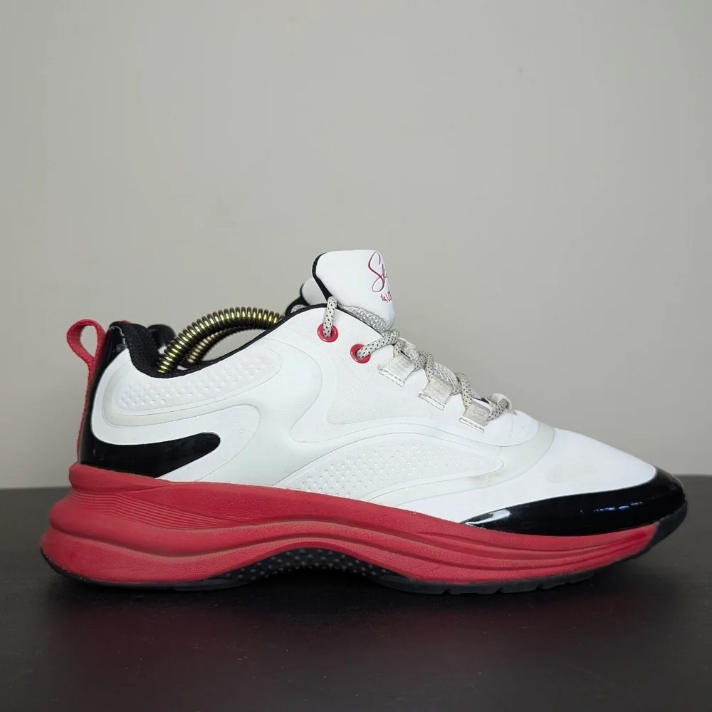 Skechers Ashley Park Street Glam Point the Way Sneakers White Black Red Size 8